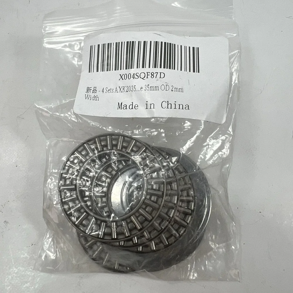 AXK2035 Thrust Needle Roller Bearings 4 Sets 20x35x2mm Silver New with Washers
